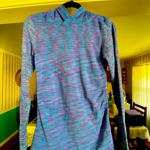 Yoga Shirt Purple and Blue Patterned Long Sleeve Top